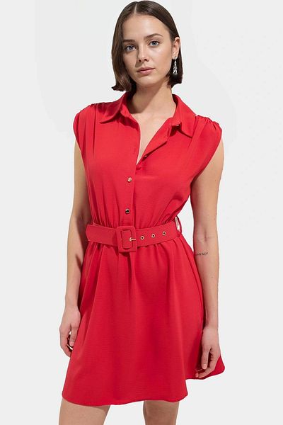 PayBuy Women's Short A-Line Dress with Belt Polyester Woven Casual Style Professional Look Perfect Fit