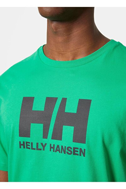 Helly Hansen Logo Erkek Yeşil Yuvarlak Yaka Tişört