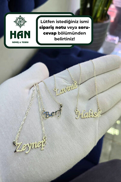 Heleni 925 Ayar Gümüş Burgu Zincir Isimli Kolye Kişiye Özel 45 Cm Takı