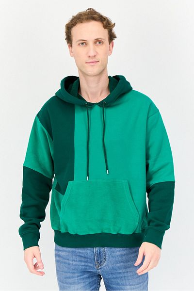 Esprit Men Two Tone Long Sleeves Hoodie, Green