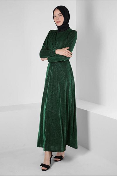 Alvina Glittered Belted Evening Dress - 50270