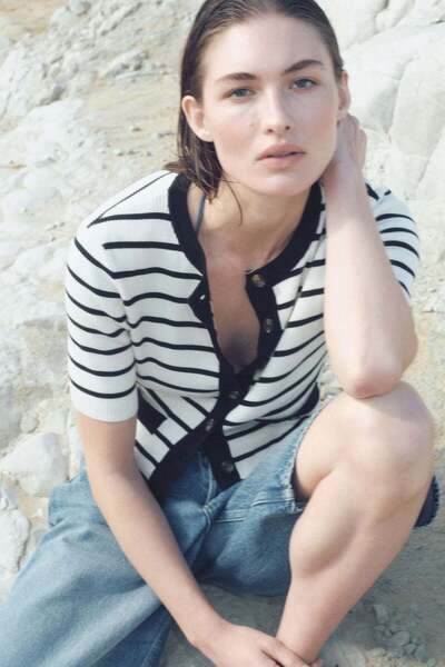 H&M Short Rib-knit Cardigan