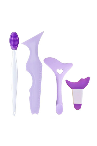 Choice 4 قطع من قوالب تحديد العيون باللون الأرجواني للبيع بالجملة، مجموعة من 4 قوالب تحديد عيون من السيليكون قابلة لإعادة الاستخدام، أداة تحديد العيون، واقي الرموش، العين، الشفاه