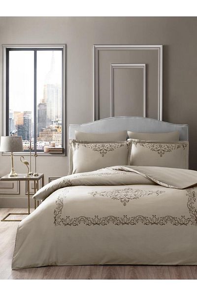 Karna Home Set cuvertură de pilota din satin Luna Coffee 200x220