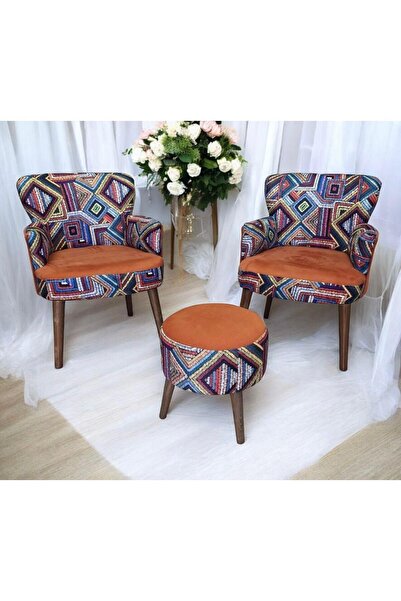 WATERYBROOK 3lü Koltuk Set - Tekli Koltuk Puf Seti - Berjer Tekli Koltuk - Di...