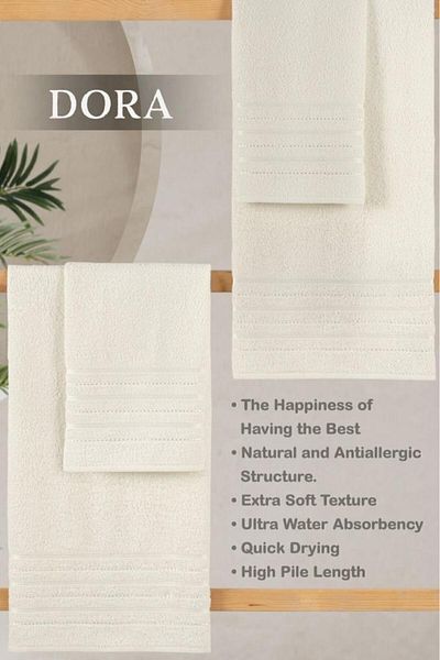 Acacia Σετ πετσετών μπάνιου 4 τεμαχίων Dora Cream - 70x140cm X2 / 50x90cm X2