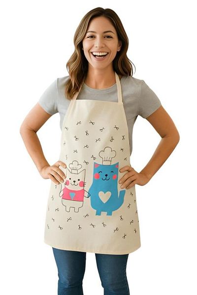 MODALİN Paw Chef Kitchen Apron Cute Cat Pattern, Liquid Proof Fabric