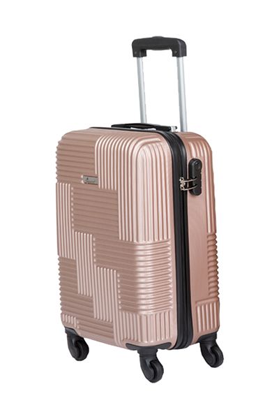 Senator Hard Case Cabin Luggage Trolley Suitcase | Unisex Travel Bag With 4 Spinner Wheels Kh110 Rose Gold