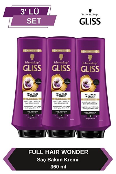 Gliss Full Hair Wonder Dökülme Karşıtı Saç Bakım Kremi 360 mlx3 Adet