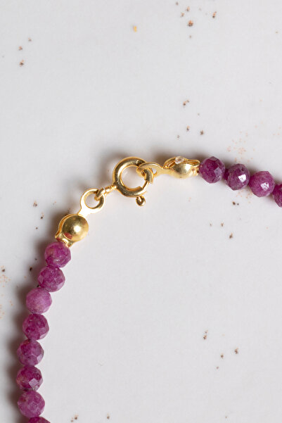 OSMANLI DEĞERLİ TAŞ SERTİFİKALI Yakut Doğal Taş Fasetli Gümüş Aparatlı Bileklik 4 mm