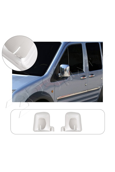 ServetDizaynOto Ford Connect Uyumlu 2002-2009 Ayna Kapağı 2 Parça Abs Krom Ka...