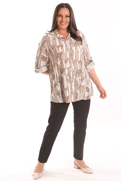 Trend42plus Jachetă Jacquard Bej mărime Plus cu nasturi de iluminare