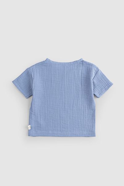 Little Gusto Organic Cotton Muslin Baby Blue T-Shirt