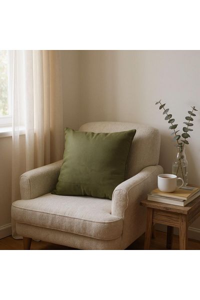 GMhome Khaki Green Throw Pillow Case 43X43 cm - Soft Fabric, Hidden Zipper