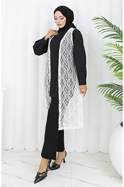 sefamerve Lace trimmed slim fit vest 8761-06 white