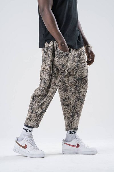 Superbluemexico Pantaloni largi Shalwar, jacquard, unisex, cu imprimeu graffiti