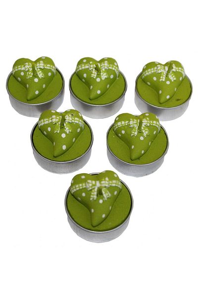 Pandoli Lumanare in forma de inima verde din 6 piese cu figura de fundita