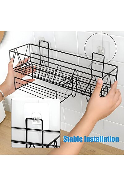Cozy Nest Shower Caddy Organizer Bathroom Shelf With Tissue Holder And 3 Hooks With 2 Wall Mount Stickers