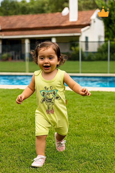 Moi Noi Giraffe Patterned Baby Girl and Child Undershirt Jumpsuit
