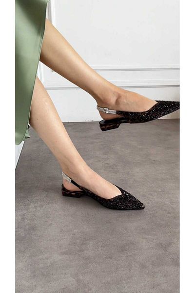 M&B Satin Stone Detail Women's Ballet Shoes Large Size 2 cm Heel between 36 43