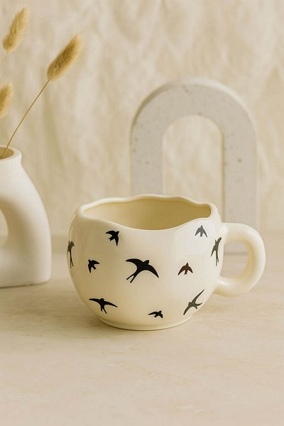 Anadolu Saray Handmade Ceramic Bird Pattern Mug Mug Cup |   Mug Cup Mug Coffee Cup