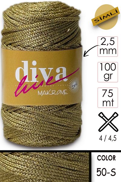 Diva İplik حبل ديفا مكرامية لامع 50 ذهبي