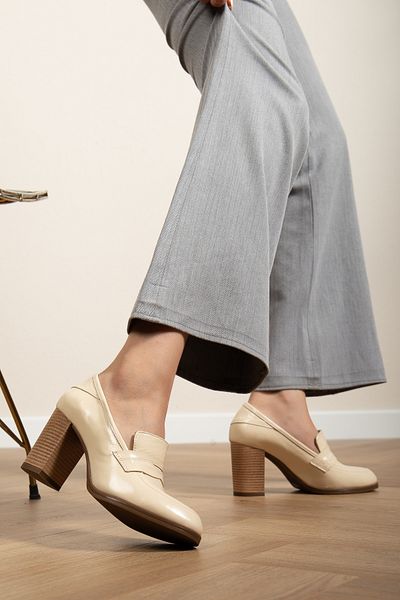 ANALİN SHOES Pantofi clasici cu toc pentru femei din piele naturală din piele naturală bej