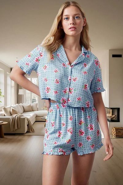 PayBuy Women's Viscose Shorts Pajama Set Floral Pattern Comfortable Summer Stylish Appearance Carefully Selected