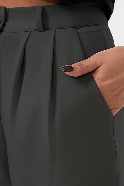 H&A İSTANBUL Women's Pleated Anthracite Fabric high waist Palazzo Trousers