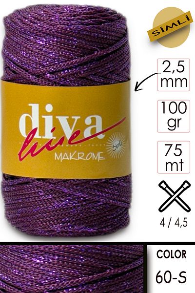 Diva İplik Diva Macrame Floss Glittered 160s Plum