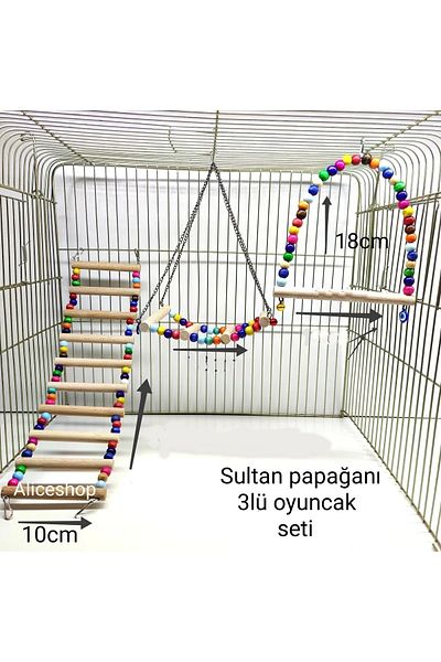 Alice Set of 3 Toys for Cockatiels and Birds of Various Sizes