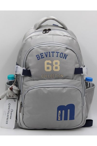ÇantaExpress Bevitton Grey-Blue Unisex School Backpack - Water Repellent Fabric 34500