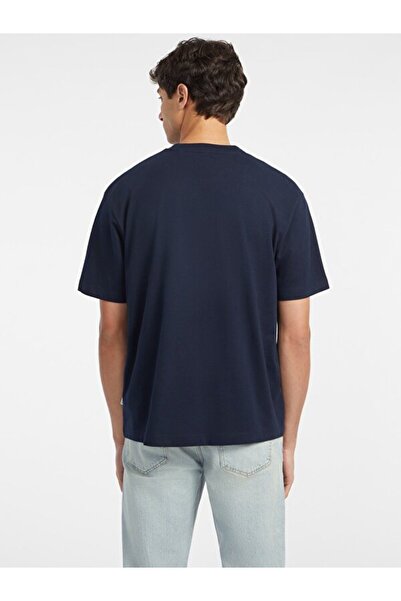 Guess Ανδρικό βαμβακερό μπλουζάκι με λογότυπο GJ SS CN OS – Σκούρο μπλε