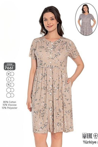 ROMEO LİFE Rochie de vară imprimată cu model din țesătură din bumbac viscoză pentru femei 7661