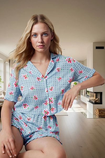 PayBuy Women's Viscose Shorts Pajama Set Floral Pattern Comfortable Summer Stylish Appearance Carefully Selected