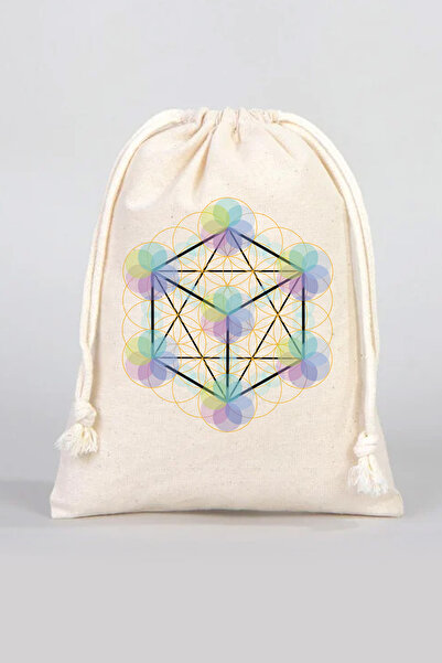 Monark Metatron Küp ve Yaşam Çiçeği Desenli Tarot / Kehanet Kartı / Mücevher / Bereket / Arındırma Kesesi