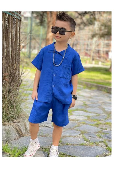My Kids Wear Costum pentru băiat cu pantaloni scurți cu buzunar