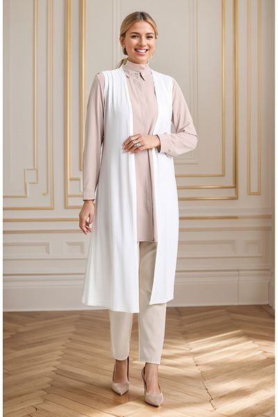 RESPİRO Combed Cotton Viscose Casual Plain Long Soft Sleeveless Vest