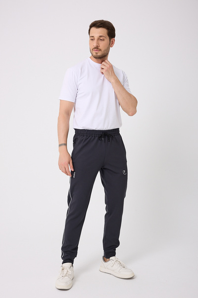 Fors Life New Season Soft Textured Diagonal Fabric Cuffed Leg Men's Sports Sweatpants, Smoked