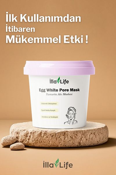 İlla Life Egg White Egg White Mask Blackhead Cleansing Pore Firming Natural Formula 100 ml