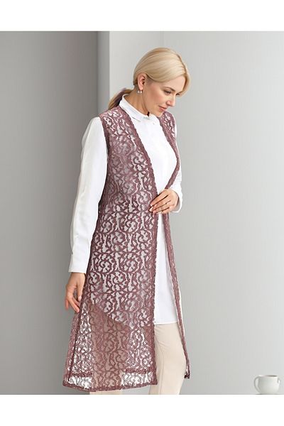 RESPİRO Lace Long Vest, Lace Women's Vest, Large Size Vest, Mother's Vest,