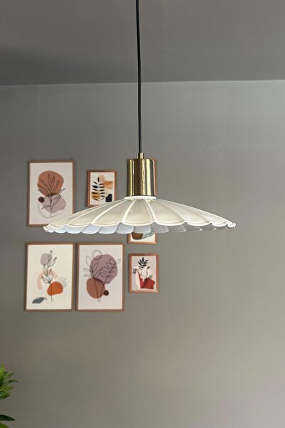 Bamyum Risso Beyaz Metal Büyük Avize Kalın Eskitme Fener Başlık Tekli Cafe Mu...