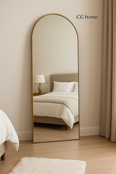 CG HOME Gold Metal Çerçeveli Oval Ayaklı Boy Aynası 180x60
