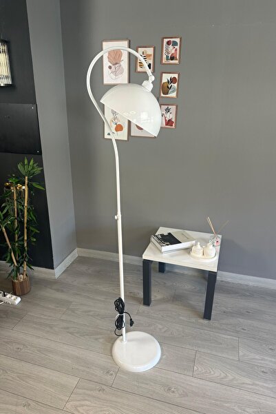 Bamyum Beyaz Lambader Modern Dekoratif Metal Oturma Odası Çalışma Odası Zemin Lambası