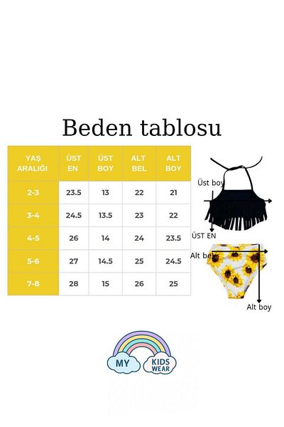 My Kids Wear Σετ μαγιό για κορίτσια με ψηλόμεσο βολάν Bandana