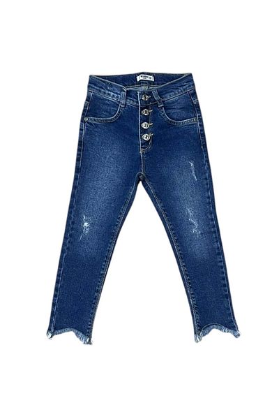 RİNDO KİDS Girl's Jeans with Leg Details Navy Blue