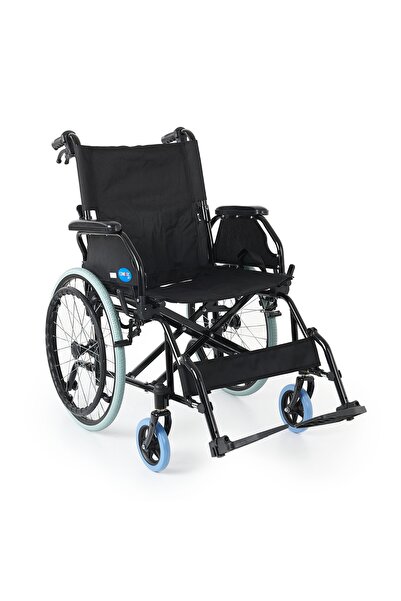 Comfort Plus Siyah Desenli Alüminyum Refakatçi Tekerlekli Sandalye