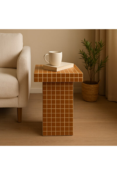 stork woods Işıklı Mozaik Yan Sehpa | LED Aydınlatmalı Modern Komodin | El Yapımı Dekoratif Sehpa Komodin