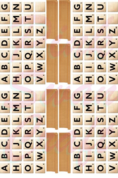 Pink Swan Craft مجموعة ملصقات حروف Scrabble - حجم صغير، ملصق مجلة رصاصة ومخطط