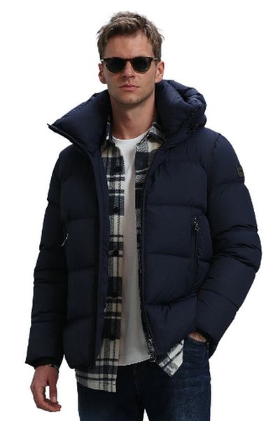 Lufian Мъжко палто Tommy Goose Feather Navy Blue